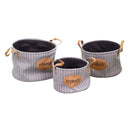 Set 3 Ceste in tessuto grigio tondo
