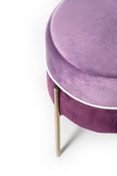 Pouf Imbottito Ø41x40 cm in Velluto Viola e Lilla