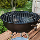 Barbecue a Carbonella con Griglia in Acciaio Coperchio e Prese d'Aria e Ruote Nero   