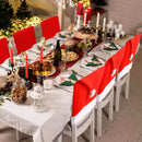 Set 6 Coprisedia Natalizi a Cappello di Babbo Natale 50x60 cm in Feltro Effetto Velluto Rosso e Bianco      