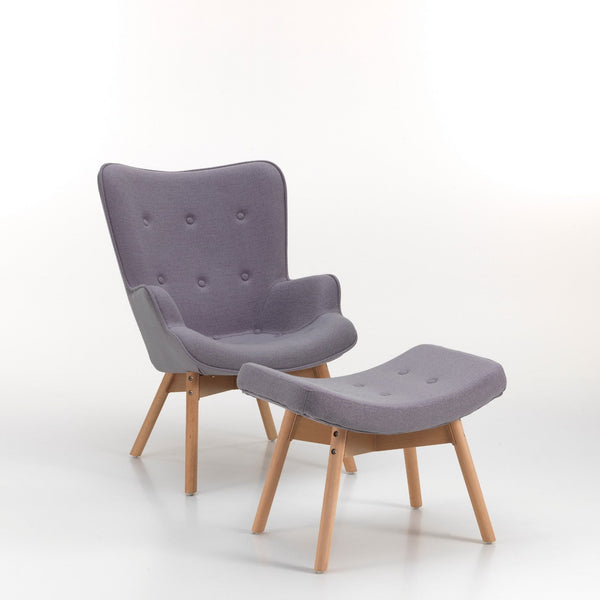 prezzo Fauteuil rembourré avec pouf 97x72x63 cm en tissu Copenhagen TFT gris clair