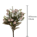 Set 3 Bouquet Artificiali Mini Rose Boccio 34 cm 