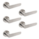 Maniglie Bunbury per Porta da Interno con Rosetta Ø50 mm Alluminio Nickel Satinato 5 Sets. Emuca