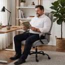 Sedia Ufficio Ergonomica 71x80x110-118A cm Portata 220kg Girevole in Tessuto Effetto Lino Grigio Chiaro      