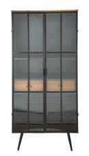 Mobile Iron School Porta Bottiglie 81x42x162,5 cm in Ferro e Legno di Abete Nero e Marrone