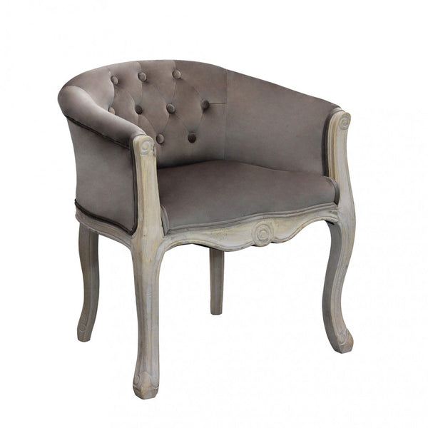 prezzo Fauteuil Coreen en Velours Taupe 61x61x71 h cm en Dove Wood