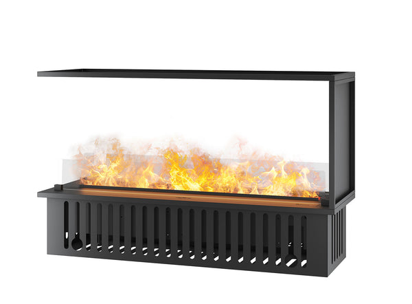 sconto Camino a Vapore Elettrico Effetto Realistico 120x50x40 cm Invapo U1200 con Ricarica Automatica in Acciaio Nero