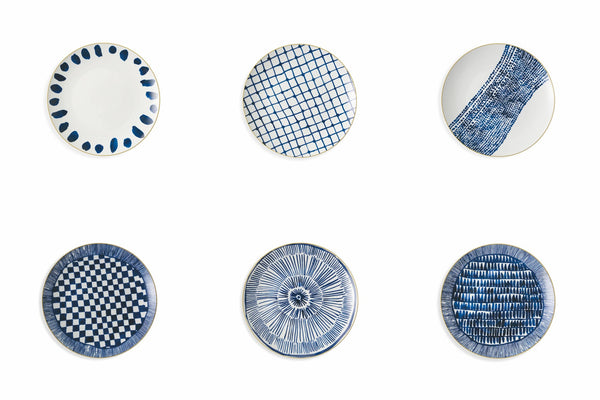 prezzo Set de 6 Assiettes à Fruits en Porcelaine Décor Bleu Ø19,5 cm VdE Tivoli 1996 Bleu Masai