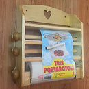 Porta Rotoli Cucina Da Parete Legno Chiaro 3 Posti Intaglio Cuore + Rotolo Carta