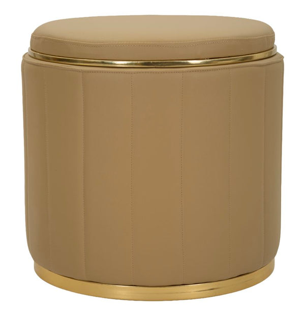 Puff con Contenitore London Marrone Ø46,5x44 cm in Pino e MDF e Spugna e Metallo e PU sconto