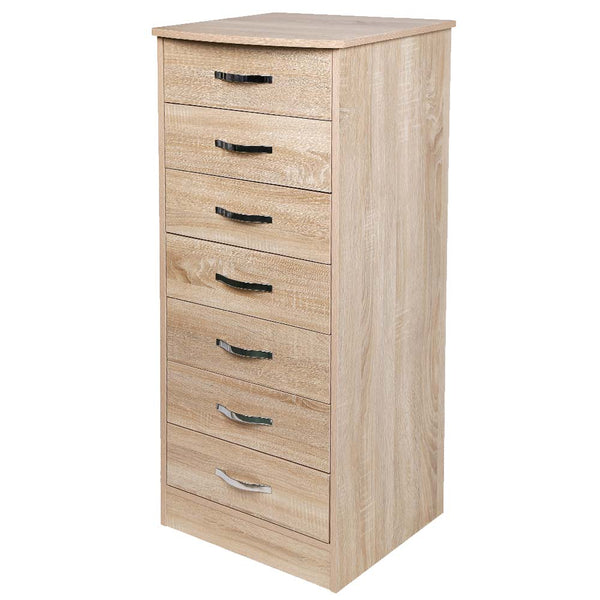 acquista Mobile Cassettiera 7 Cassetti Settimino in legno MDF 46x42x116cm Quercia Moderno