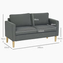 Divano 2 Posti con Spazio Contenitore e 2 Cuscini 140x63x79 cm Grigio   