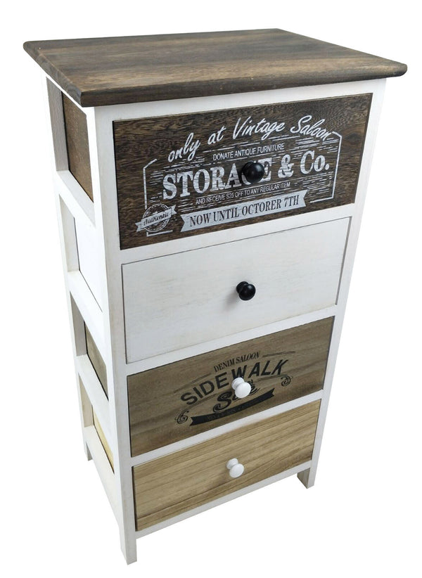 sconto Commode 4 Tiroirs en Bois Massif 38x28x73 cm Fumer Trudy
