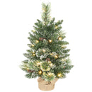 Albero di Natale Piccolo Innevato 60 cm  64 Rami e Pigne con 35 LED      