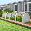 Serra a Tunnel 395x100x80 cm con 4 Porte in Acciaio e Plastica Impermeabile Anti UV Bianco      