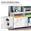 Mobile Porta Stampante con Cassetti 100x35x65 cm in Legno Truciolare Bianco