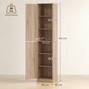 Mobile Colonna Bagno 40x35x180 cm a 2 Armadietti con 6 Ripiani Regolabili in Legno Color Legno      