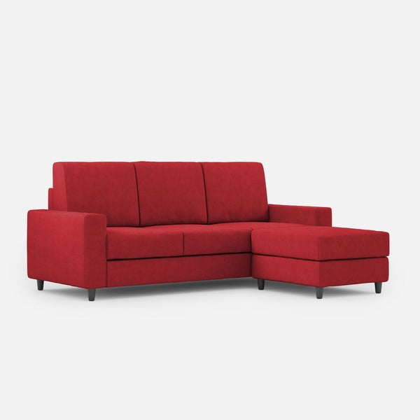 Divano 3 Posti con Pouf 208x155x85 cm Sakar in Tessuto Rosso sconto