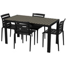 Set Tavolo e 4 Sedie Impilabili da Giardino in Acciaio e Doghe in Plastica   Nero
