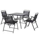 Set Tavolo e 4 Sedie Pieghevoli da Giardino   Nero
