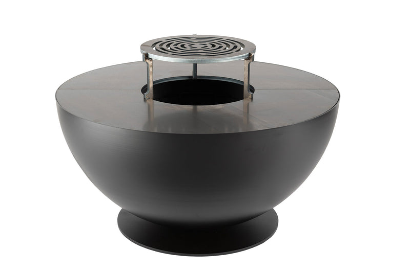 Barbecue a Legna Ø80x42 cm Tulipano in Acciaio Nero Alta Temperatura