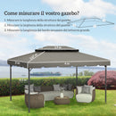 Tetto per Gazebo 3x4 m a 2 Livelli con 8 Fori di Drenaggio in Poliestere Grigio Chiaro      