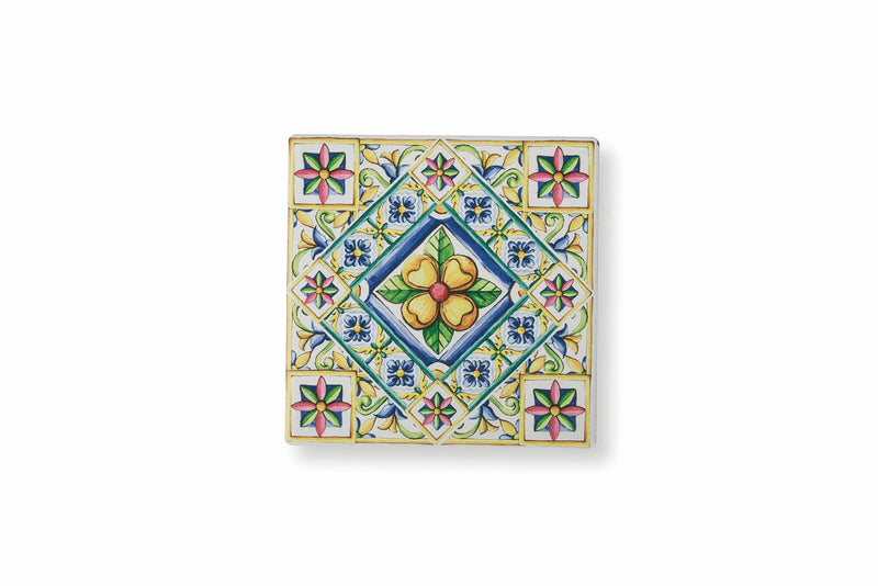 Set 6 Sottobicchieri Quadrati in Ceramica Fondo in Sughero 10x10 cm VdE Tivoli 1996 Costiera