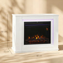 Camino Elettrico da Pavimento 98x25x80 cm con Fiamma a 12 Colori e 5 Luminosità Telecomando e Timer Bianco e Nero      