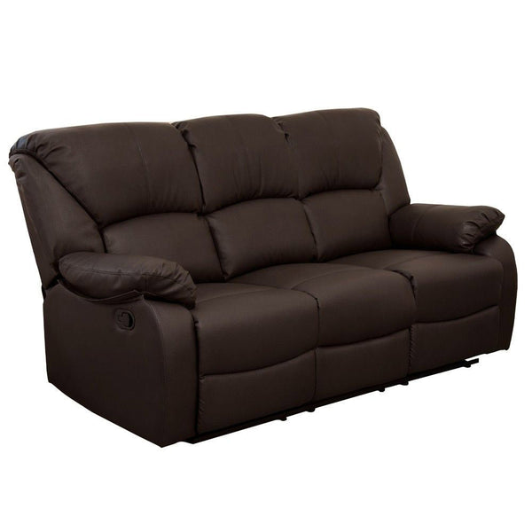 Canapé 3 places inclinable manuel 194x97x101 cm en simili cuir marron Rudy sconto