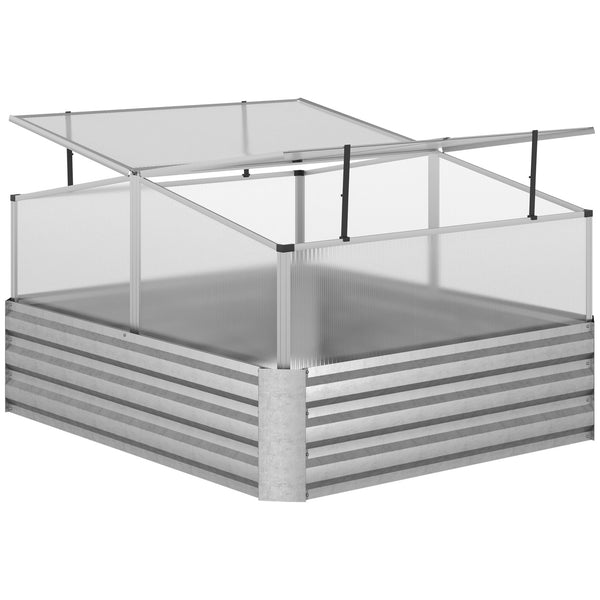 Fioriera da Giardino 126x107x57,5/67,5 cm Rialzata in Metallo con Copertura in PC Argento prezzo