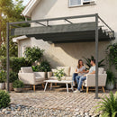 Pergola Addossata 3x3 m con Tetto Retrattile Scorrevole UV30+ e Fori di Drenaggio Grigio Scuro      