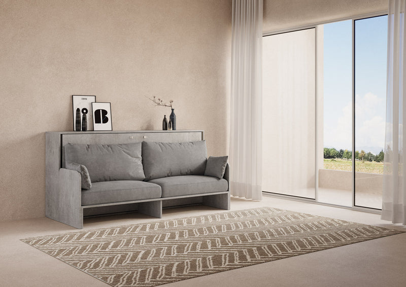 Letto Singolo a Scomparsa Salvaspazio a Sofà Kando H97,4 Cemento con Materasso