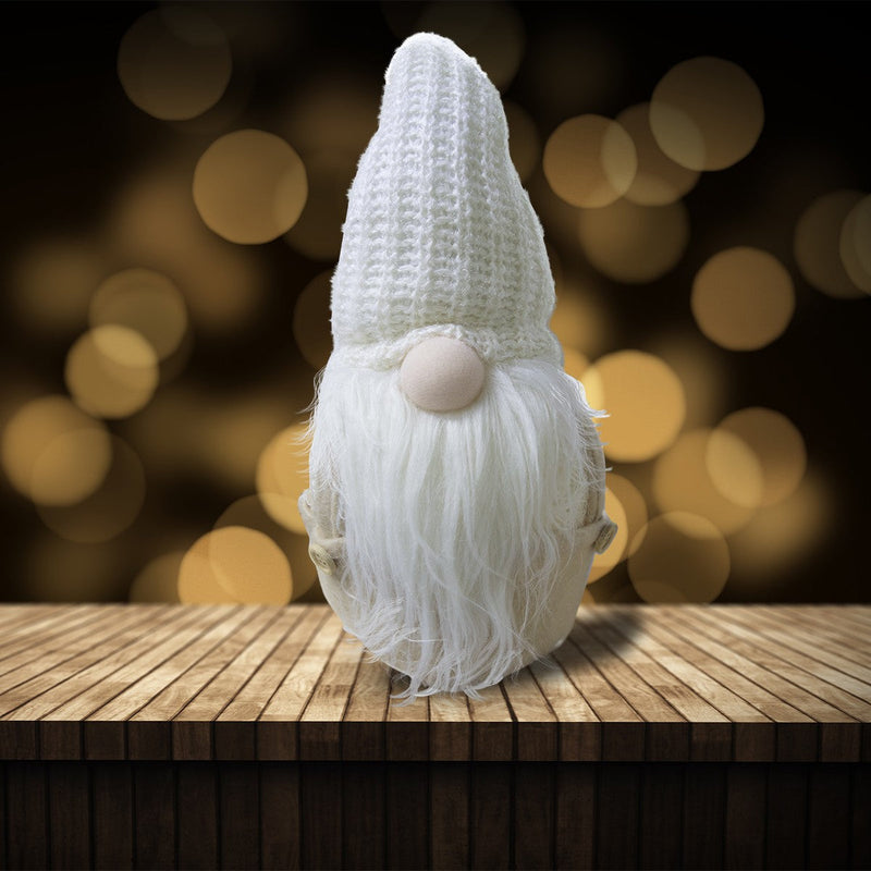 Lampada Gnomo Babbo Natale 15x15x45 cm in Poliestere Bianco