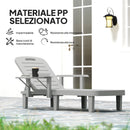 Sdraio da Giardino Regolabile 79x158x88 cm con Tavolino e Braccioli in Polipropilene Grigio Chiaro      