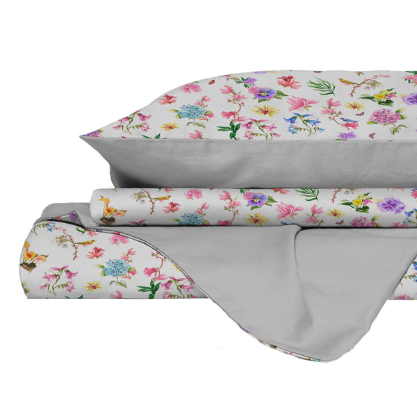 prezzo Copripiumino Matrimoniale con Federe Stampato in Puro Cotone Gaia