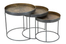 Tavolinetti Bassi Opis Set 3 Pz Ø50,5x48-46x43-40,5x38 cm in Ferro Nero e Bronzo