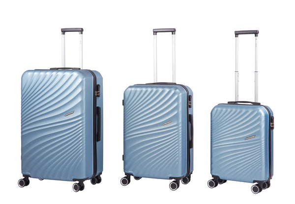 sconto Set 3 Valigie Trolley Rigido 4 Ruote con Combinazione in ABS Ravizzoni Amalfi Blu Acciaio