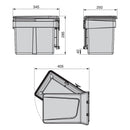 Pattumiera Differenziata per Anta Mobile Cucina 15L Apertura Automatica Emuca Grigio Antracite