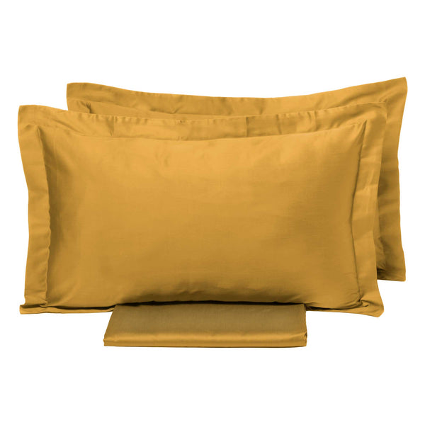Housse de couette double avec sac et taies d'oreiller unies Garrini Clarice Gold prezzo