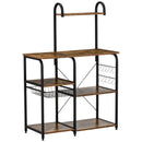 Mobile Cucina 4 Ripiani 90x40x132 cm in Metallo e Legno Marrone Rustico