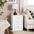 Comodino Camera da Letto 40x35x58 cm con 3 Cassetti Maniglie in Alluminio e Design Anti-Ribaltamento in Truciolato Bianco      