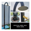 Doccia da Giardino in Alluminio Rubinetteria e Soffione Oro Sined Luna Alu Nero 