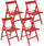 Lot de 4 Chaises Pliantes 47,5x42,5x45/79 cm en Hêtre FSC Rouge