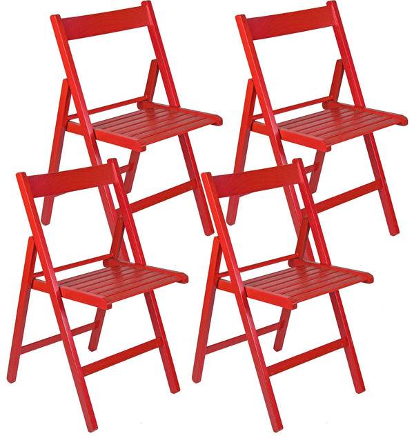 Lot de 4 Chaises Pliantes 47,5x42,5x45/79 cm en Hêtre FSC Rouge prezzo