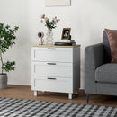 Cassettiera 3 Cassetti Moderna 60x38x71 cm in Legno Bianca e color Legno      