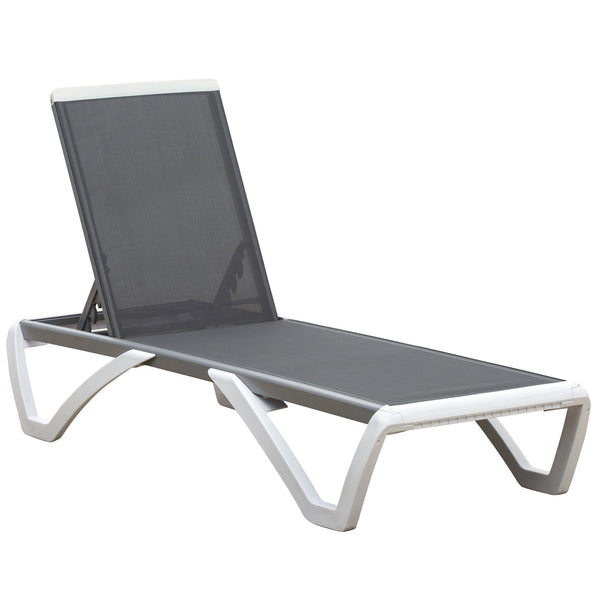 prezzo Lettino Prendisole con Schienale Reclinabile 195x67.5x33 cm Grigio e Bianco