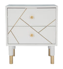 Comodino Luxy 45x40x51 cm in Legno e MDF e in Ferro Bianco e Oro
