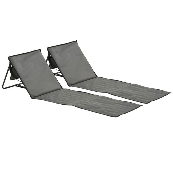 Set 2 Sdraio 142x51x40 cm Pieghevoli con Tasca Resistente Acqua in Tessuto Oxford Grigio online