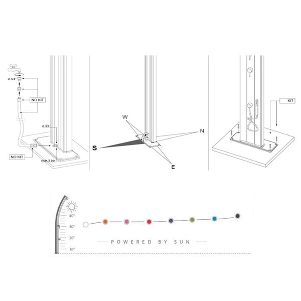 Douche Extérieure Jardin Solaire 40L Mitigeur Temporisé et Lave Pieds Arkema Dada S Différentes Couleurs acquista