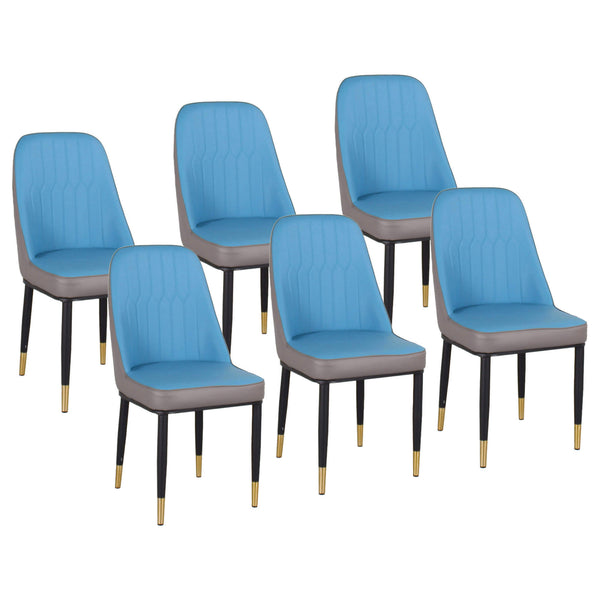 Lot de 6 Chaises Rembourrées 45x42x92 cm en Simili Cuir Bleu sconto